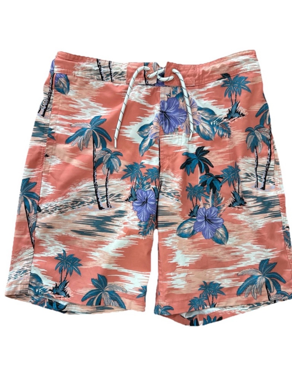 Goodfellow & Co Coral Swim Shorts with Blue Floral Print